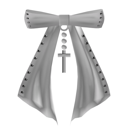 White Gothic Cross Ribbon Hair Bow