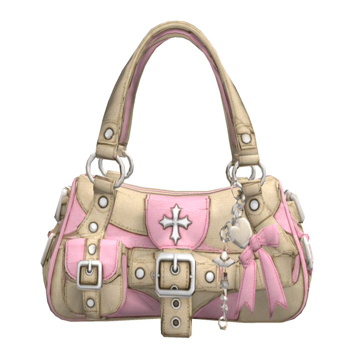 Cream Y2K Charm Buckle Shoulder Bag