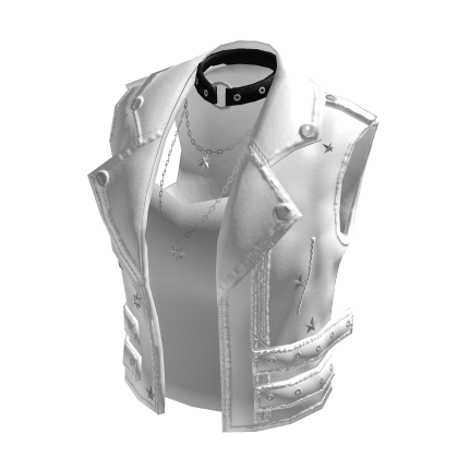 Biker Vest with Layered Top (White)