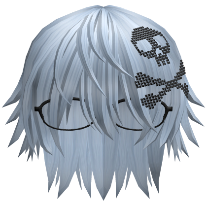 Emo Vkei Moe Boy Hair w Skull + Glasses Sky Blue