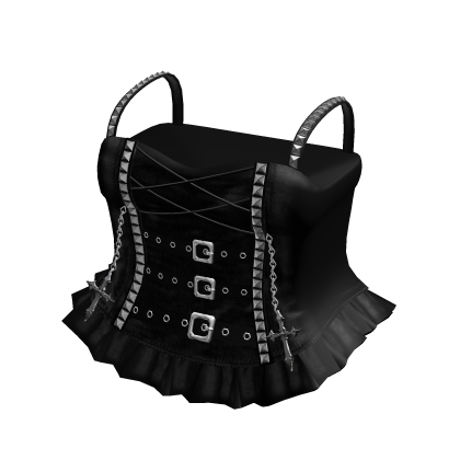 Emo Chained Cross Studded Dress in Black thumbnail