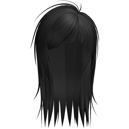 cute messy side part scene hair in black Roblox item