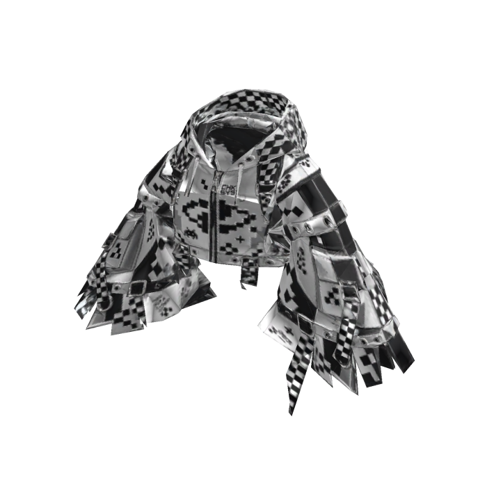 Y2K Game White Black Pixel Check Cropped Hoodie M8