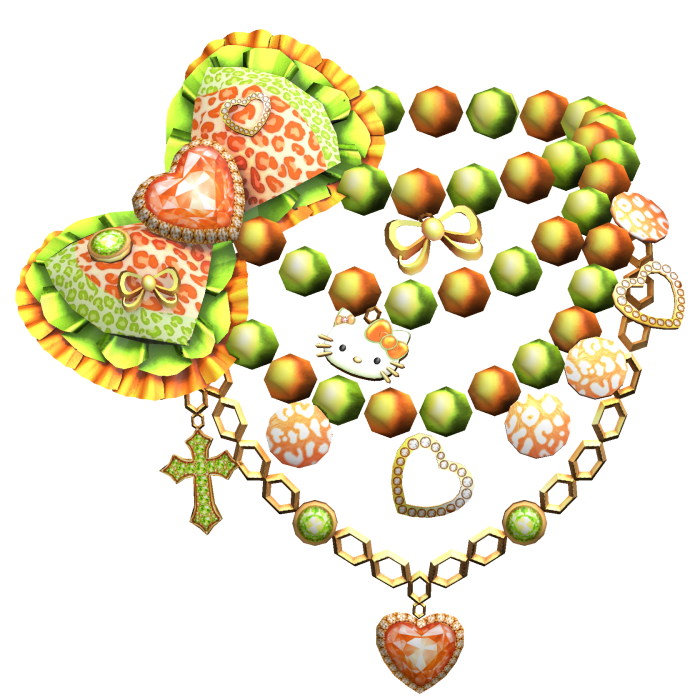 Kawaii Gyaru Leopard Bow Necklace Orange Green