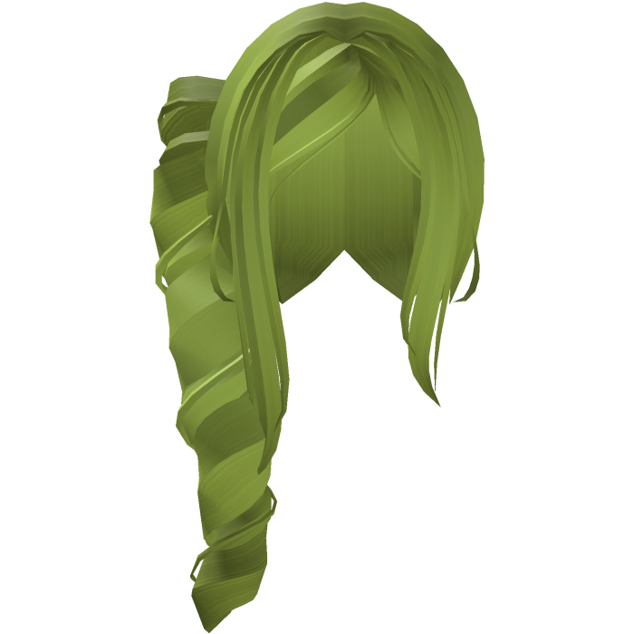 Adorable Long Swirly Side Ponytail in Lime Green