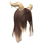 Long Brown Hair with Orange Horns
