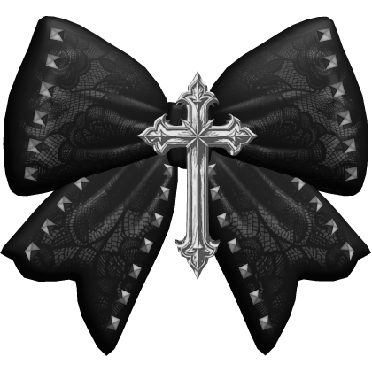 ♱ gothic cross bow hairclip in black Roblox item