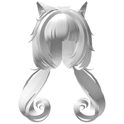 White Low Curly Twintails Cat Ears Anime  Roblox item