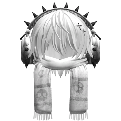 Boy Hair&Emo Headphones&Scarf White