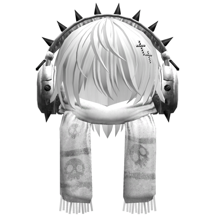 Boy Hair&Emo Headphones&Scarf White