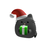 Santa Cat Holding Gift