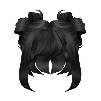 Black Fluffy Short Bun Hair Roblox item