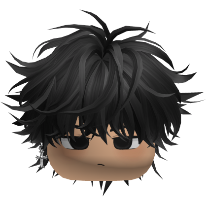 Black Messy Spiky Hair w/ Earring & Boy Face thumbnail