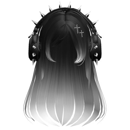Punk Straight Hair W/ Headphones Black&White