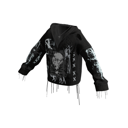 Gothic Skull Hoodie w/ Cross Chain (Black)