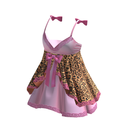 Valentines Baby Doll Dress Cheetah Print Pink thumbnail
