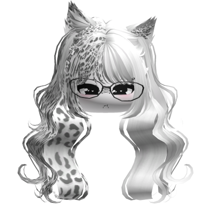Wavy Moe Pigtails w/ Cat Ears (Snow Leopard)