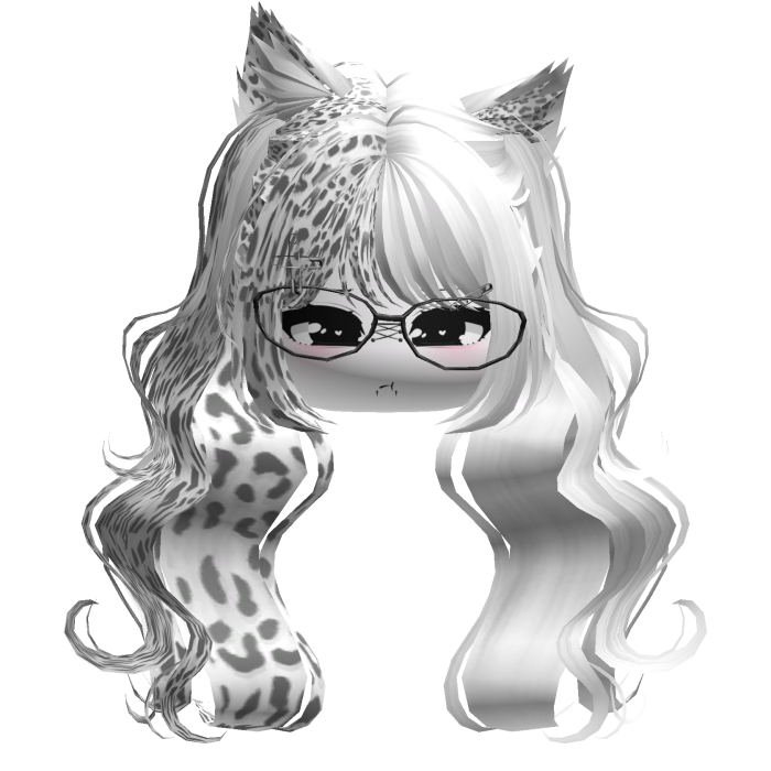 Wavy Moe Pigtails w/ Cat Ears (Snow Leopard)