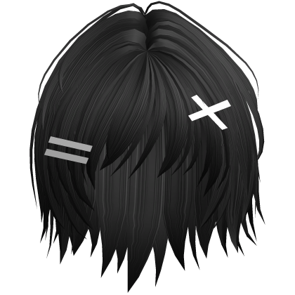 Messy Anime Boy Hair With Clips (Black) Roblox item