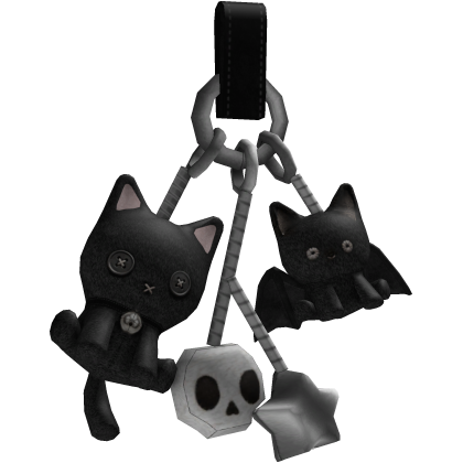 Goth Plush Charm Cluster Bat Cat Skull