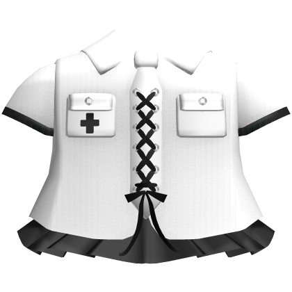 Gothic emo school laced button dress white black Roblox item