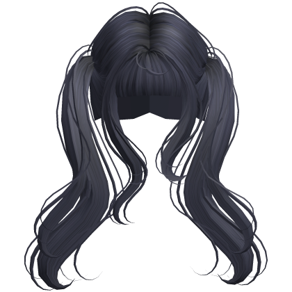 Dark Blue Cute Flowy High Pigtails