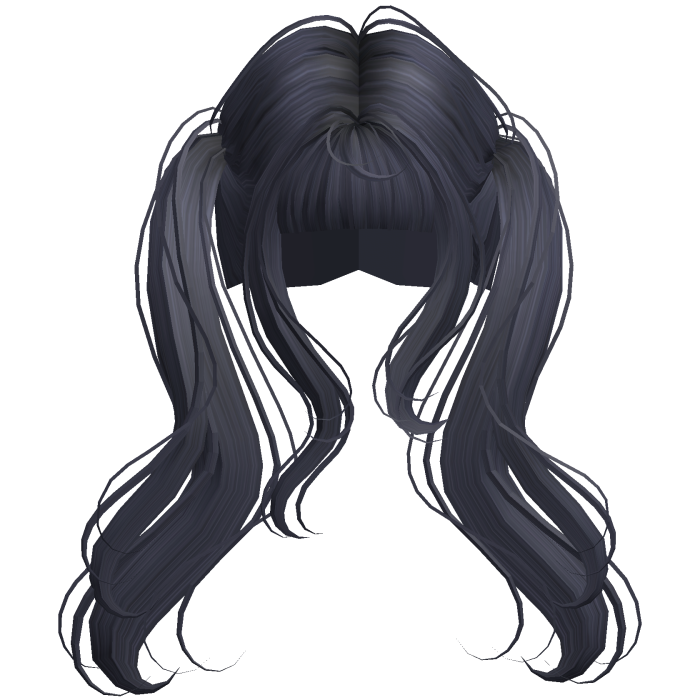 Dark Blue Cute Flowy High Pigtails