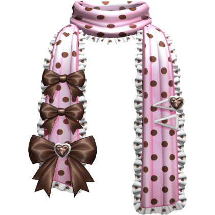 Kawaii Gyaru Polkadot Bow Ruffle Scarf Pink Brown