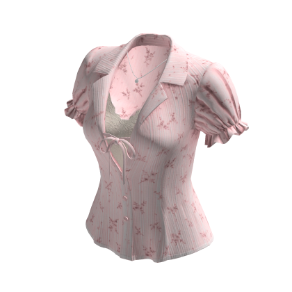 Puff Sleeve Collared Blouse (Pink)