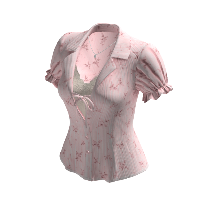 Puff Sleeve Collared Blouse (Pink)