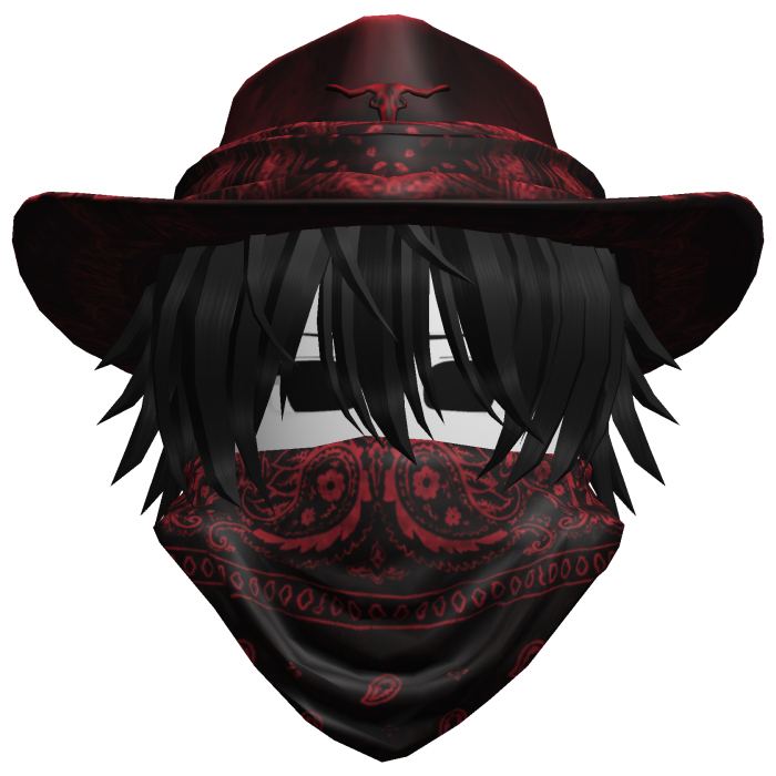 Red Cowboy Hat with Mask + Neck Scarf