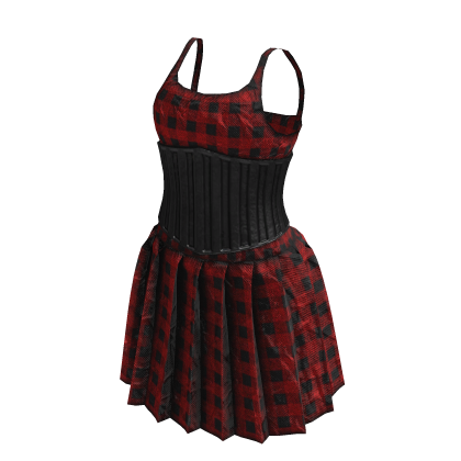 Grunge Flannel Corset Dress (Red and Black)