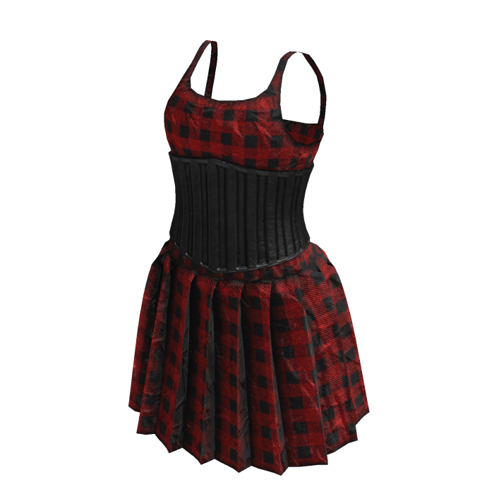 Grunge Flannel Corset Dress (Red and Black)