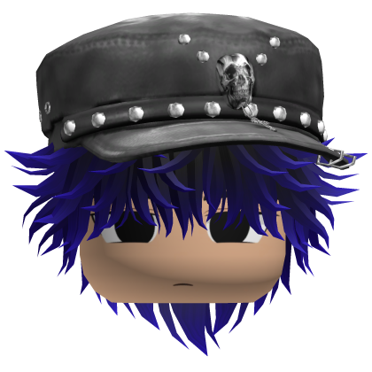 Fluffy Emo Black Beret Y2K Boy Hair (Black/Blue)
