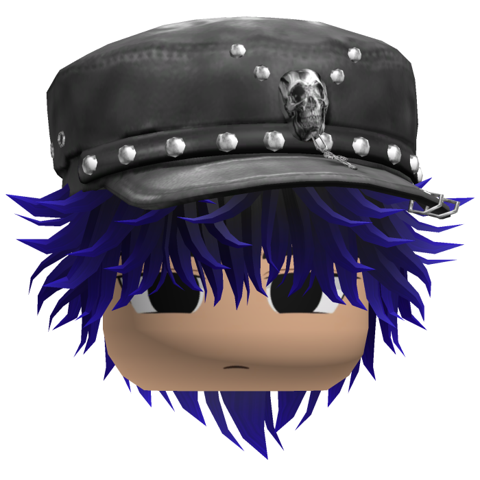 Fluffy Emo Black Beret Y2K Boy Hair (Black/Blue)