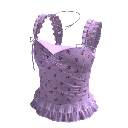Floral Ruffle Strap Corset Top (Purple)