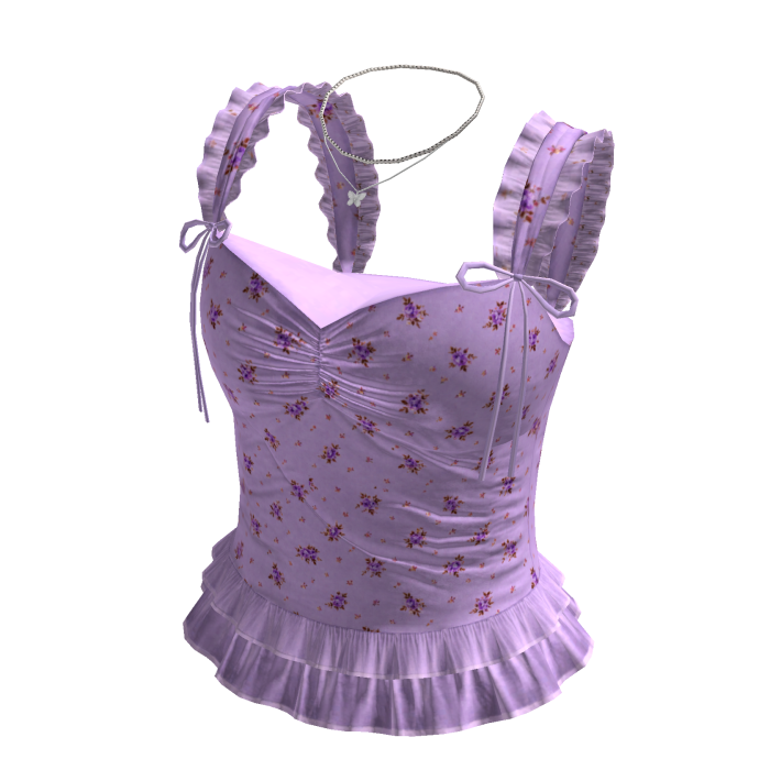 Floral Ruffle Strap Corset Top (Purple)