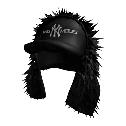 Black Anonymous Hat with Fur Headscarf