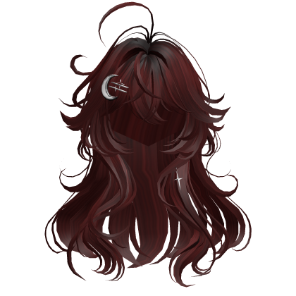 Cute Anime Girl Hair w/ Moon Clips (Dark Red) thumbnail