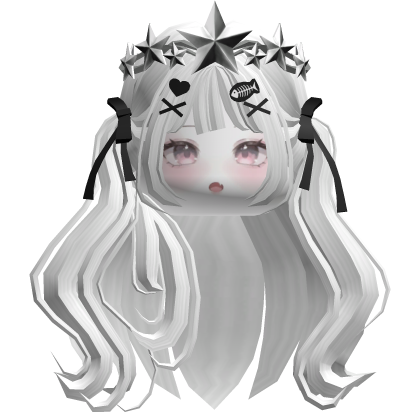 Star Crown Gothic Princess White Long Anime Hair Roblox item