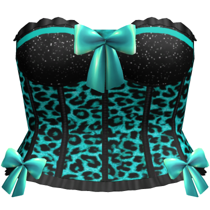 Scene Teal Leopard Print Corset Y2K Bow 2000s thumbnail