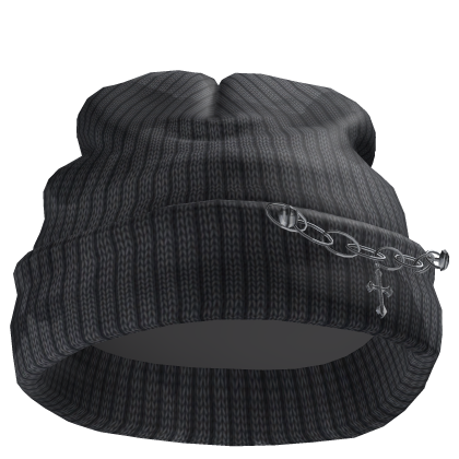 Worn Grey Side Chain Beanie 