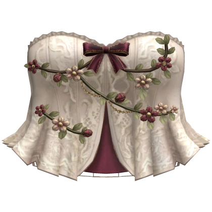 Cream Red Y2K Flower Corset