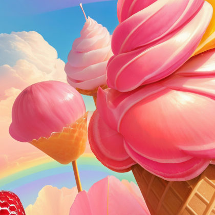 Icecream Strawberry Rainbow Sky