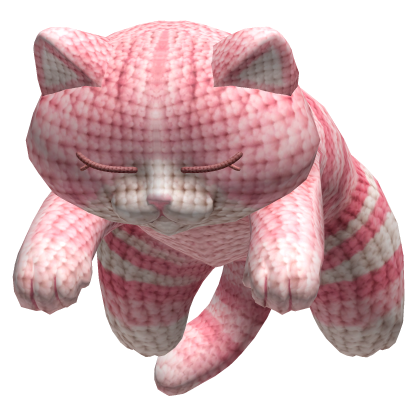 Cute Sleeping Cat on Head - Pink Yarn Crochet
