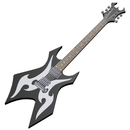 Black Thrash Metal Electric Guitar w/ White Accent