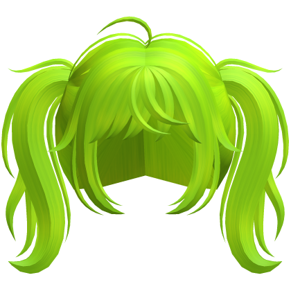 lime green messy y2k high pigtails hair Roblox item
