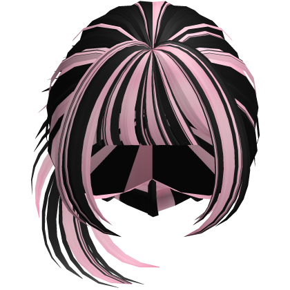 Messy Anime Bun Black and Pink thumbnail