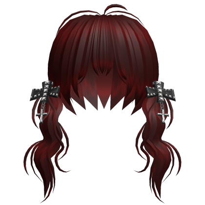 Red Vkei Girl Twin Tails w Studded Bows