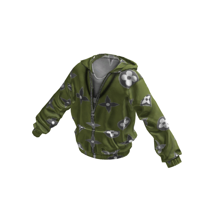 Green Designer Symbol Zip-Up Hoodie